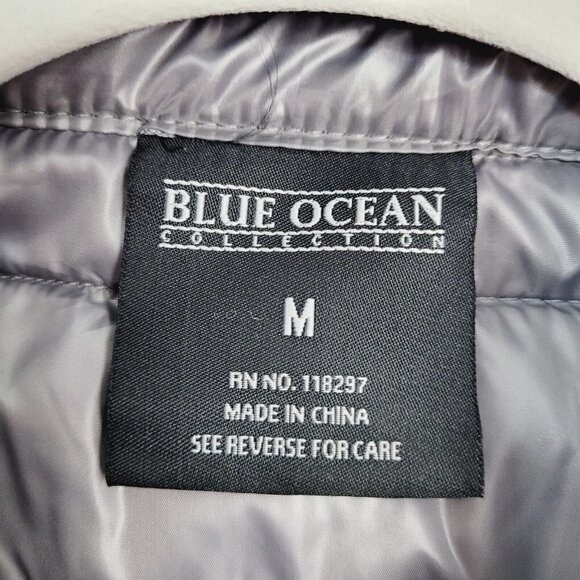 Vintage Blue Ocean Collection Puffer Vest Lightweight Liquid Gray Y2K Medium NEW - Picture 7 of 9